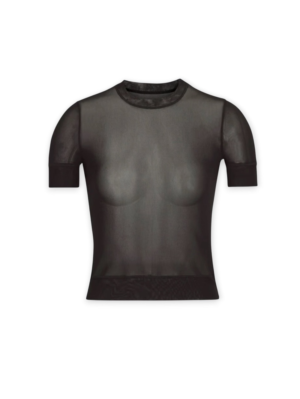 SKIMS Summer Mesh Sheer Short-Sleeve T-Shirt Top - Black - Size XS